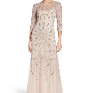 Adrianna Papell beaded gown blush size 6
